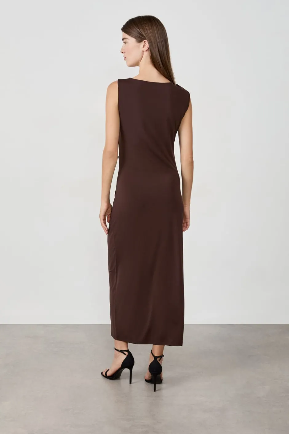 ETAM Vestidos Largos|Vestidos Lisos|Vestido largo con abertura MARRÓN