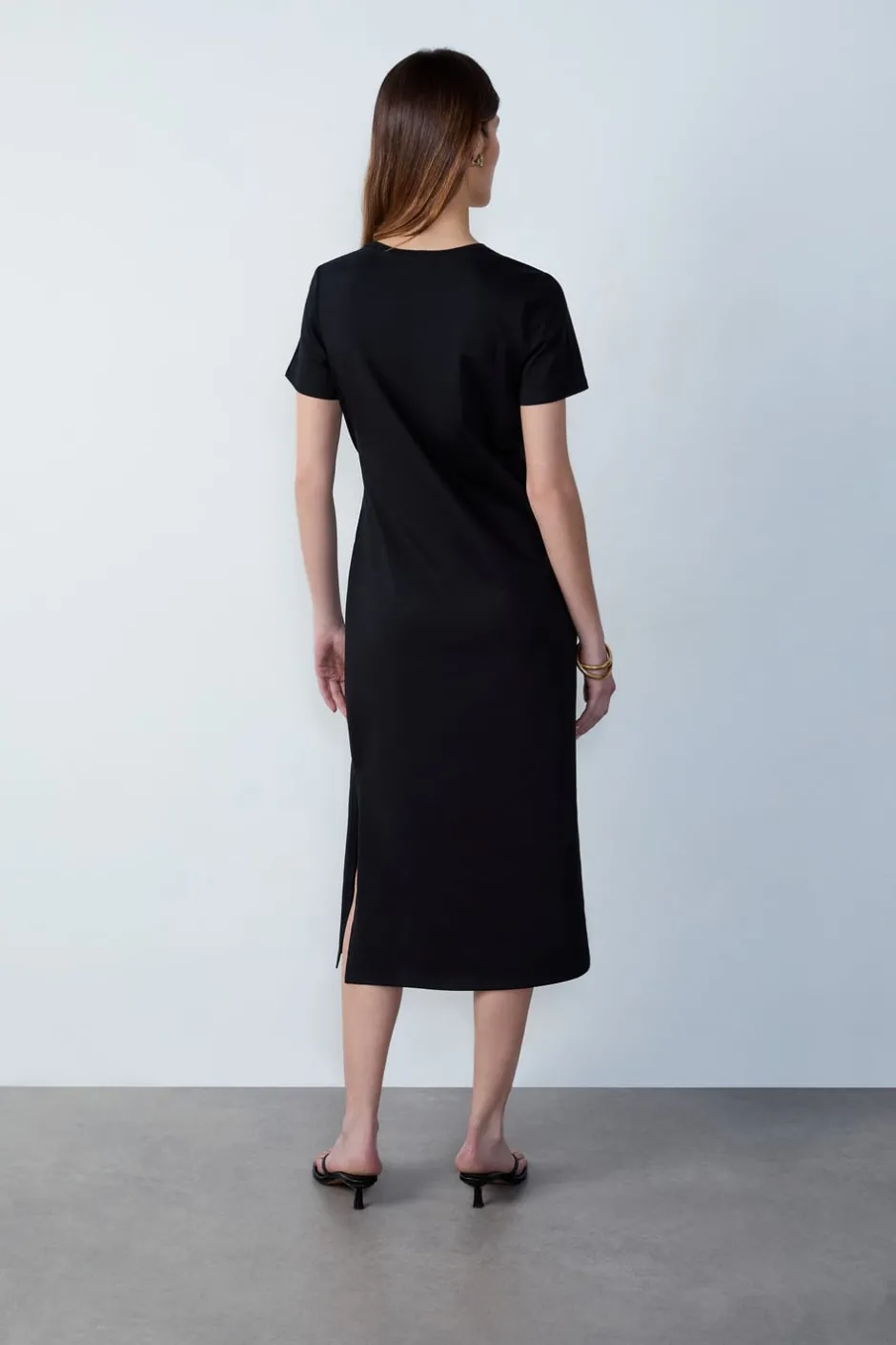 ETAM Vestidos Lisos|Vestidos De Noche|Vestido largo con lazada NEGRO