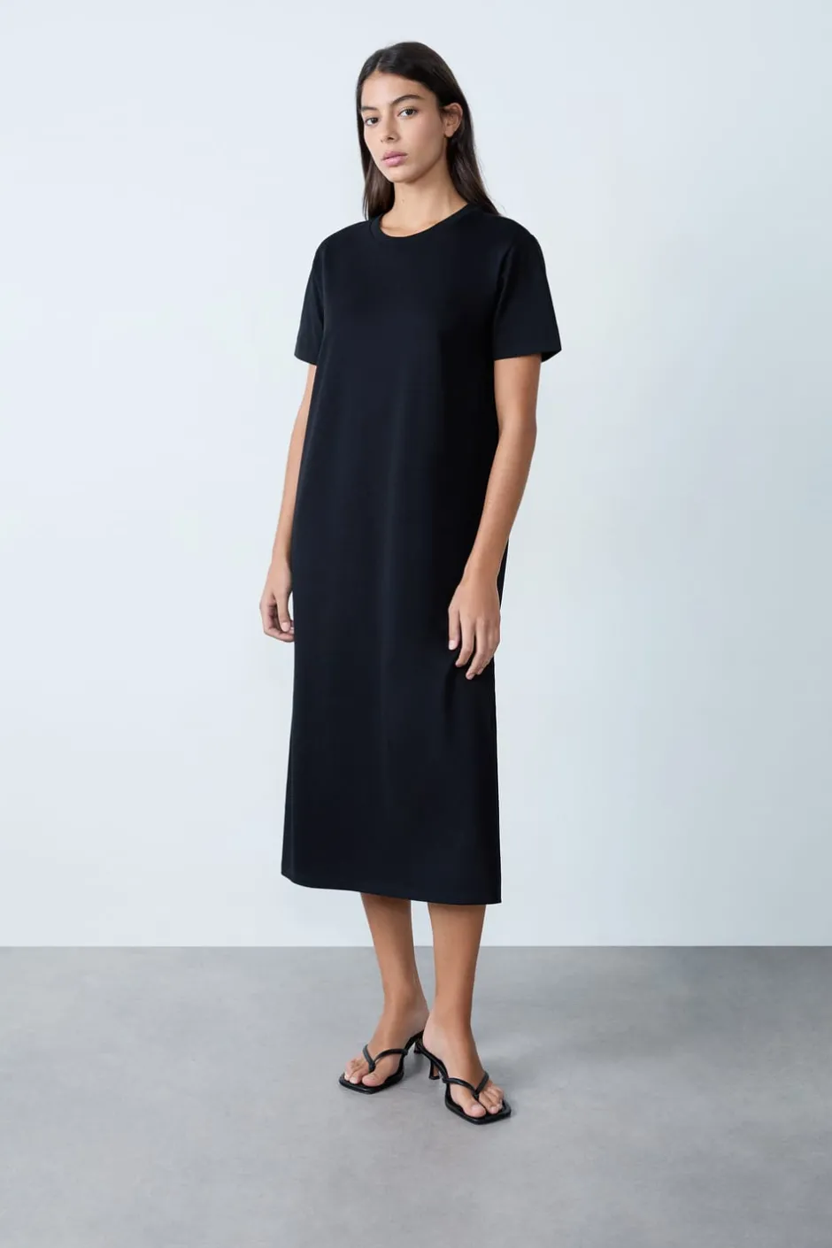 ETAM Vestidos Lisos|Vestidos|Vestido largo de algodón NEGRO
