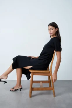 ETAM Vestidos Lisos|Vestidos|Vestido largo de algodón NEGRO