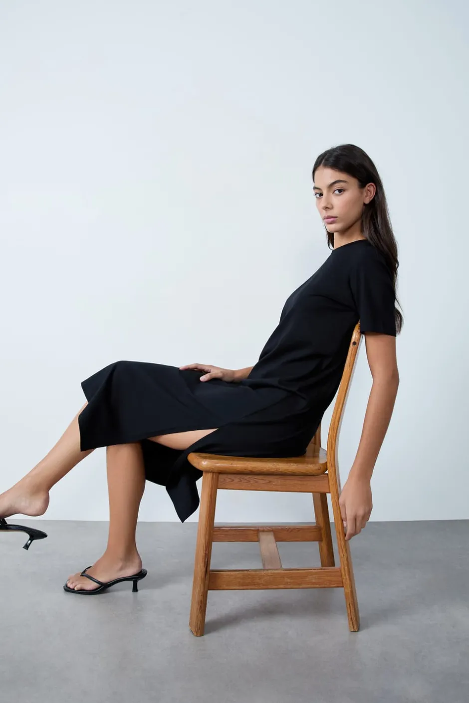 ETAM Vestidos Lisos|Vestidos|Vestido largo de algodón NEGRO