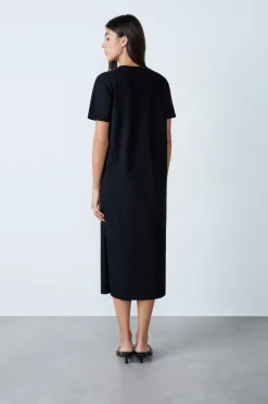 ETAM Vestidos Lisos|Vestidos|Vestido largo de algodón NEGRO
