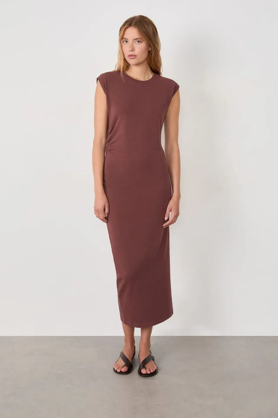 ETAM Vestidos Largos|Vestidos Lisos|Vestido largo de algodón MARRÓN
