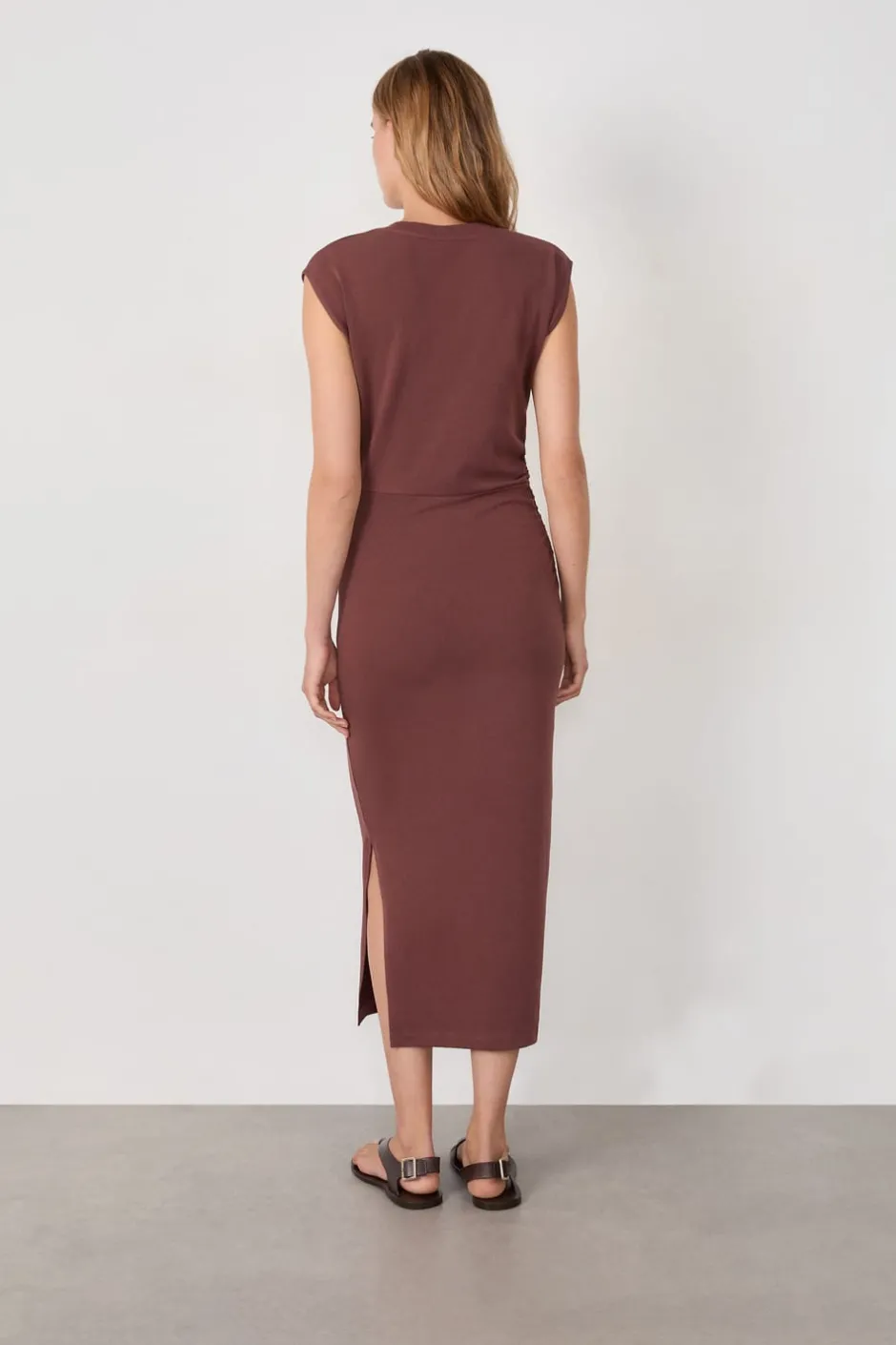 ETAM Vestidos Largos|Vestidos Lisos|Vestido largo de algodón MARRÓN