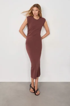 ETAM Vestidos Largos|Vestidos Lisos|Vestido largo de algodón MARRÓN
