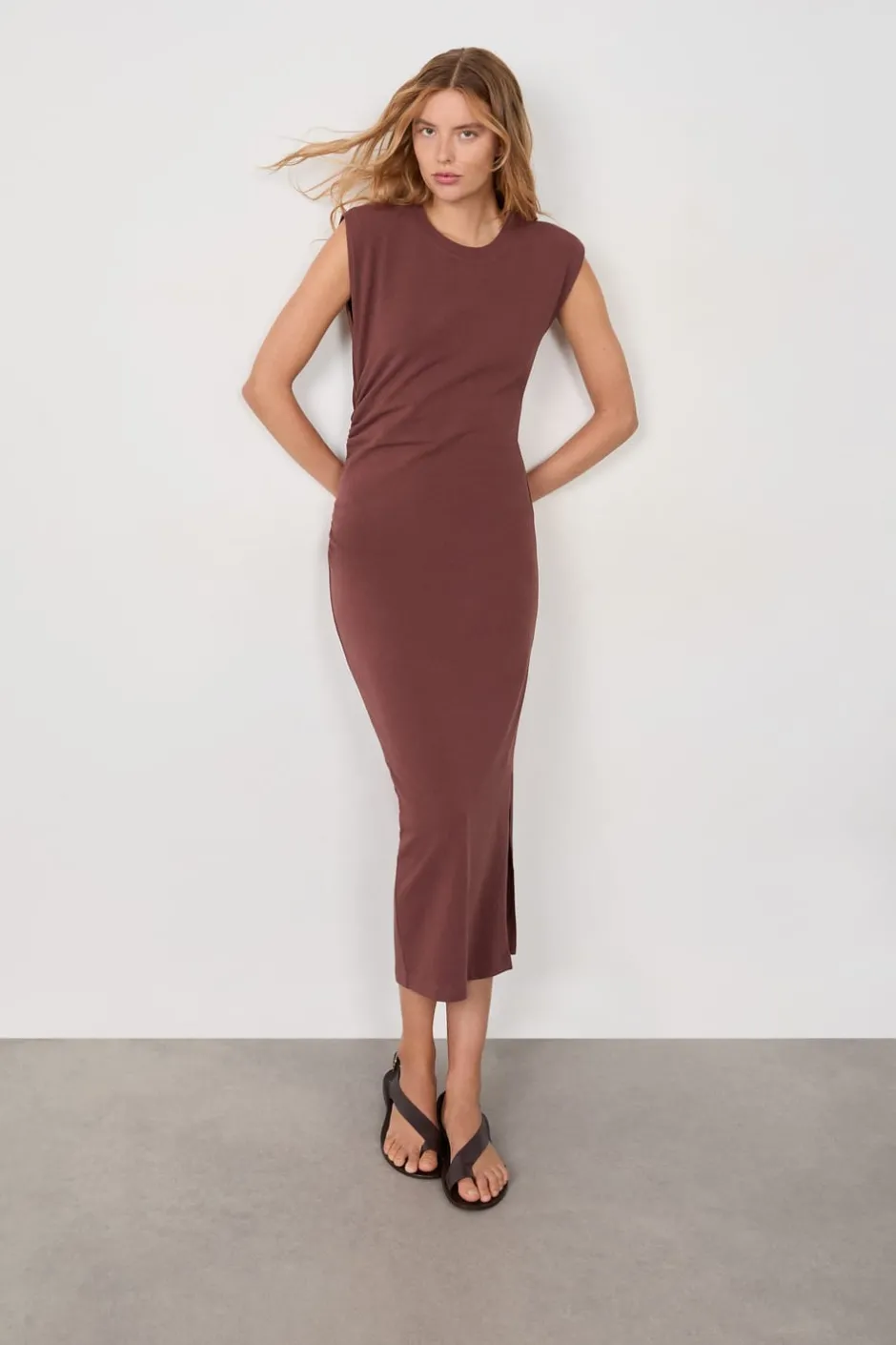 ETAM Vestidos Largos|Vestidos Lisos|Vestido largo de algodón MARRÓN
