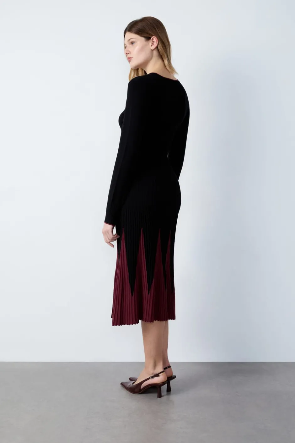 ETAM Vestidos Largos|Vestidos Lisos|Vestido largo de canalé NEGRO