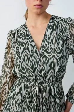 ETAM Vestidos Largos|Vestidos Estilo Bohemio|Vestido largo estampado fluido CRUDO
