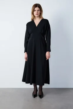 ETAM Vestidos Largos|Vestidos Lisos|Vestido largo y vaporoso NEGRO