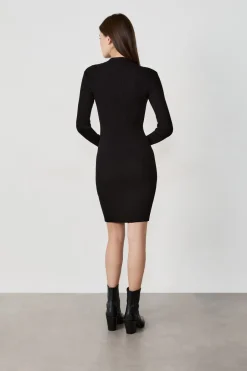 ETAM Vestidos Lisos|Vestidos De Punto|Vestido suéter corto NEGRO