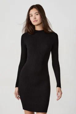 ETAM Vestidos Lisos|Vestidos De Punto|Vestido suéter corto NEGRO