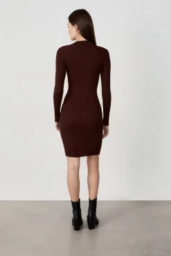 ETAM Vestidos Lisos|Vestidos De Punto|Vestido suéter corto CHOCOLATE