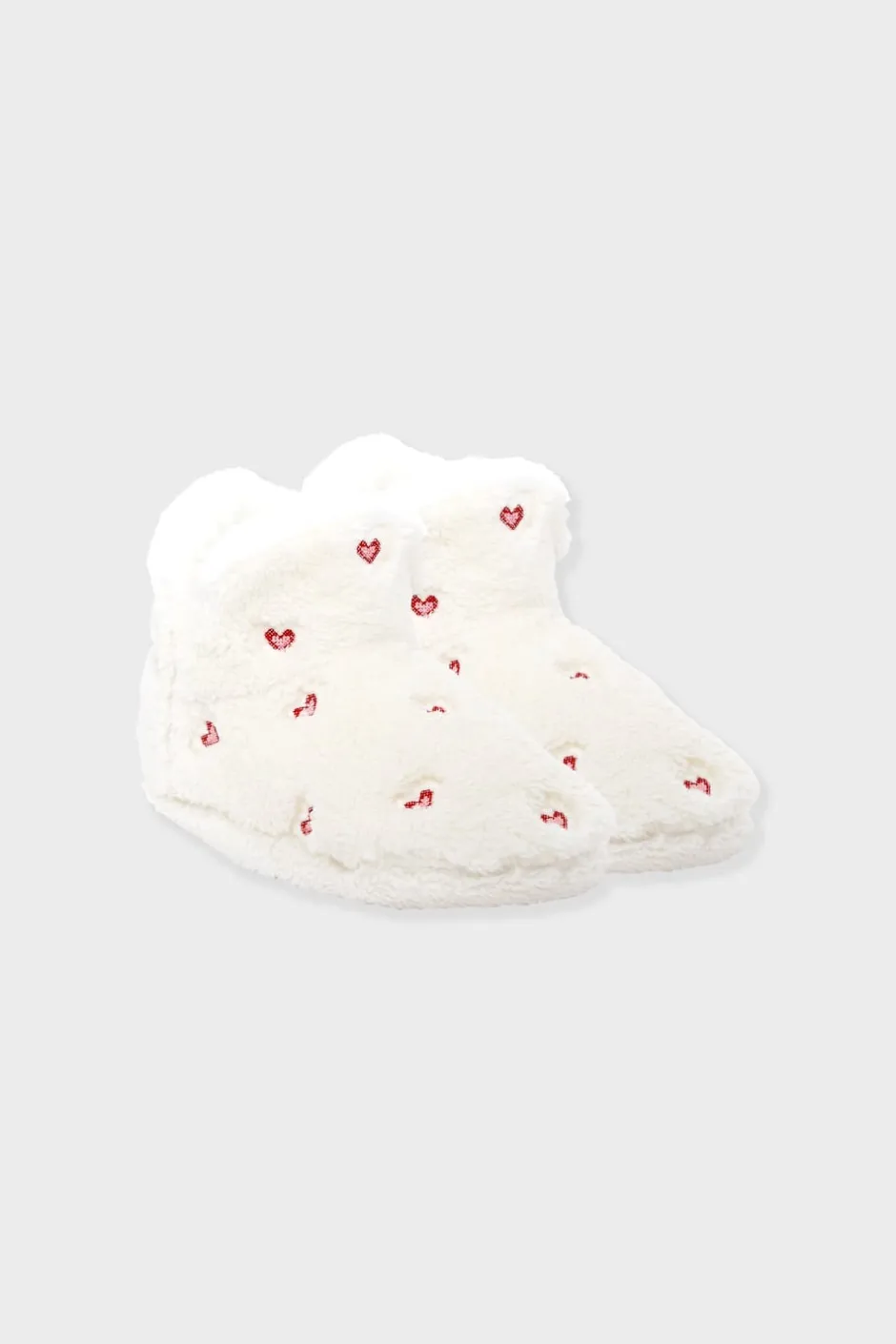 ETAM Zapatillas|Zapatillas botines de tejido ultrasuave con motivos de corazones CRUDO