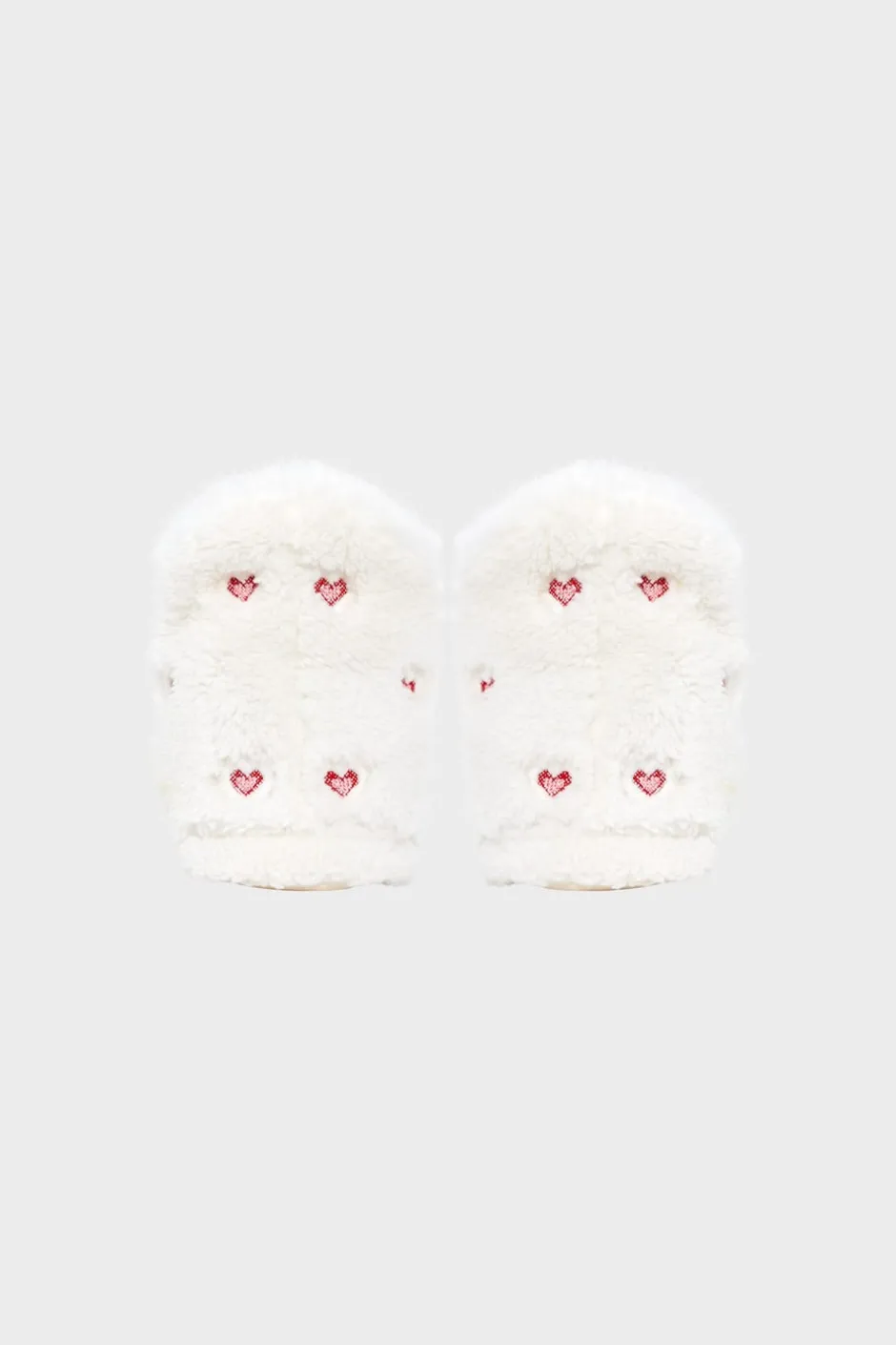 ETAM Zapatillas|Zapatillas botines de tejido ultrasuave con motivos de corazones CRUDO
