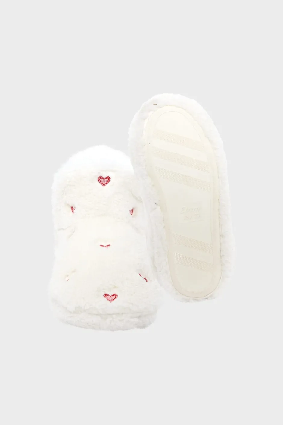 ETAM Zapatillas|Zapatillas botines de tejido ultrasuave con motivos de corazones CRUDO