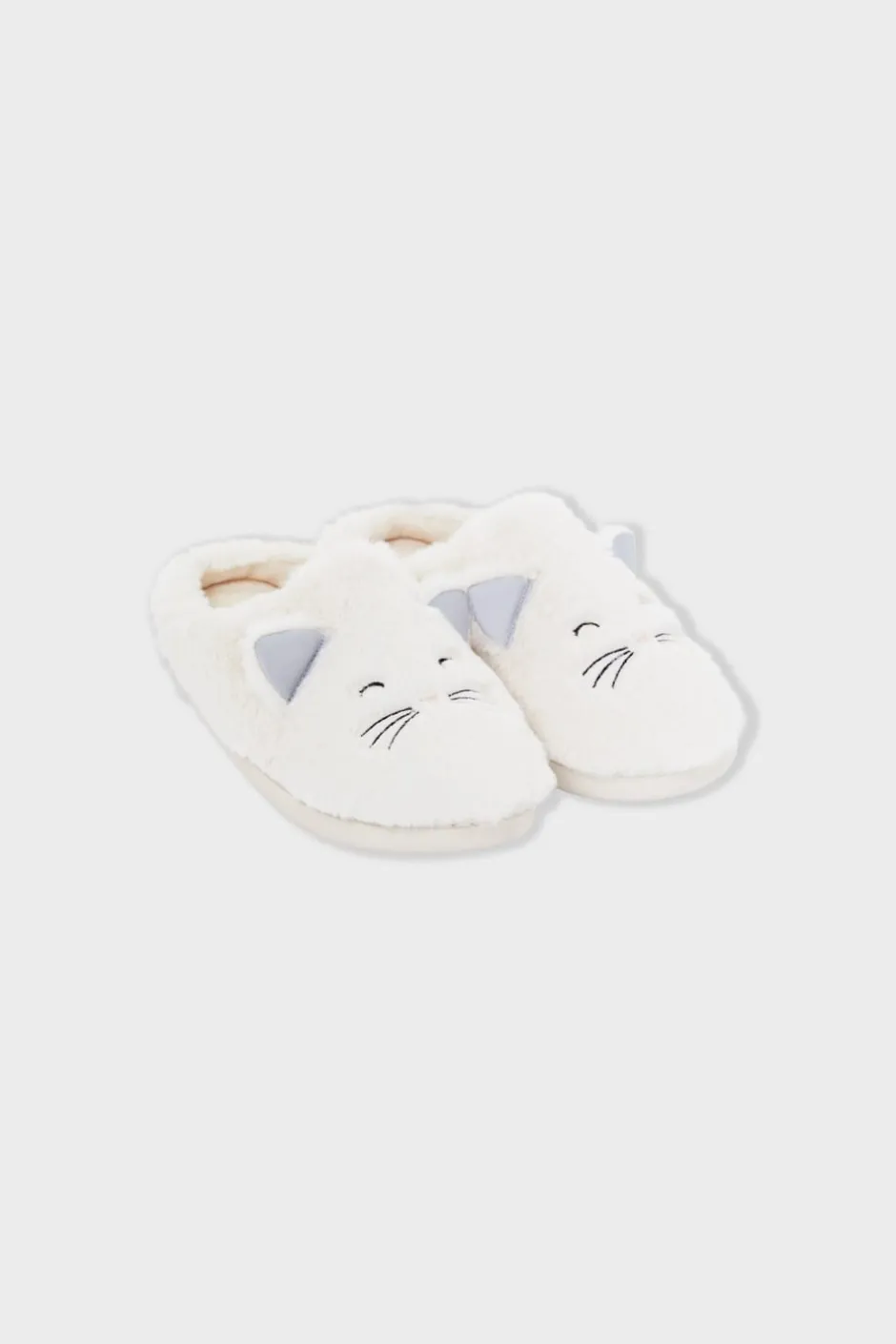 ETAM Zapatillas|Zapatillas con motivos de gatos de tejido ultrasuave CRUDO