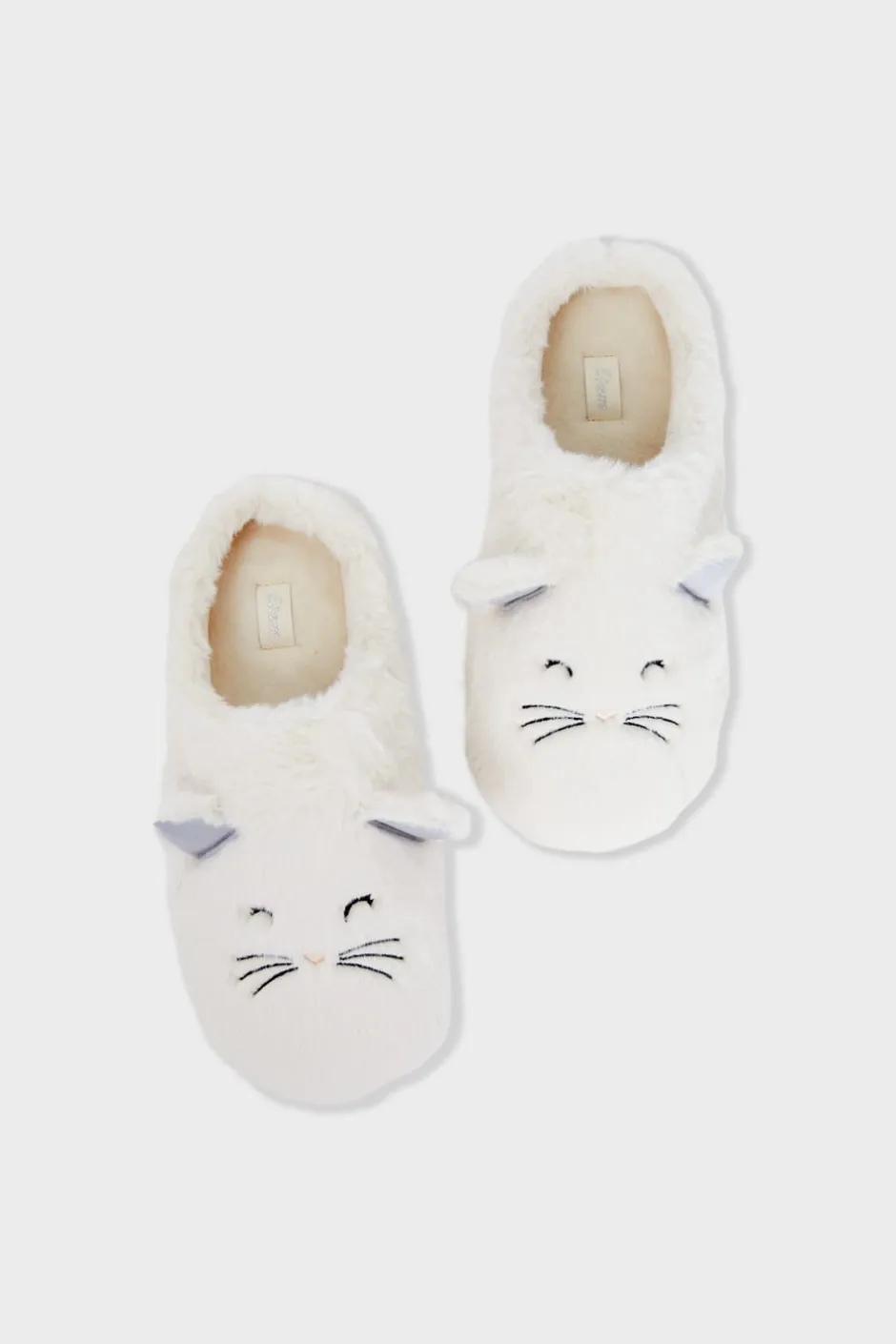 ETAM Zapatillas|Zapatillas con motivos de gatos de tejido ultrasuave CRUDO