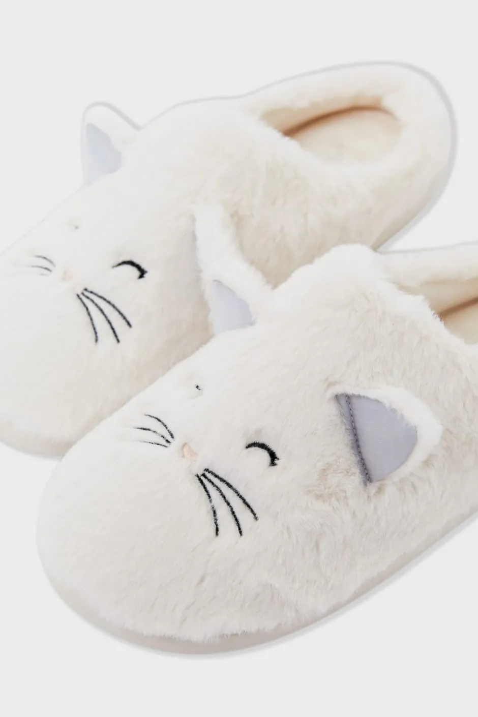 ETAM Zapatillas|Zapatillas con motivos de gatos de tejido ultrasuave CRUDO