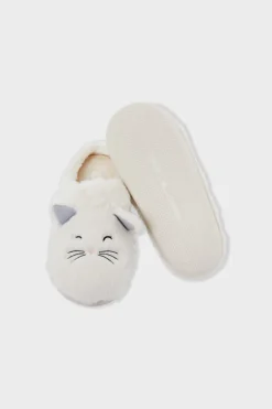 ETAM Zapatillas|Zapatillas con motivos de gatos de tejido ultrasuave CRUDO