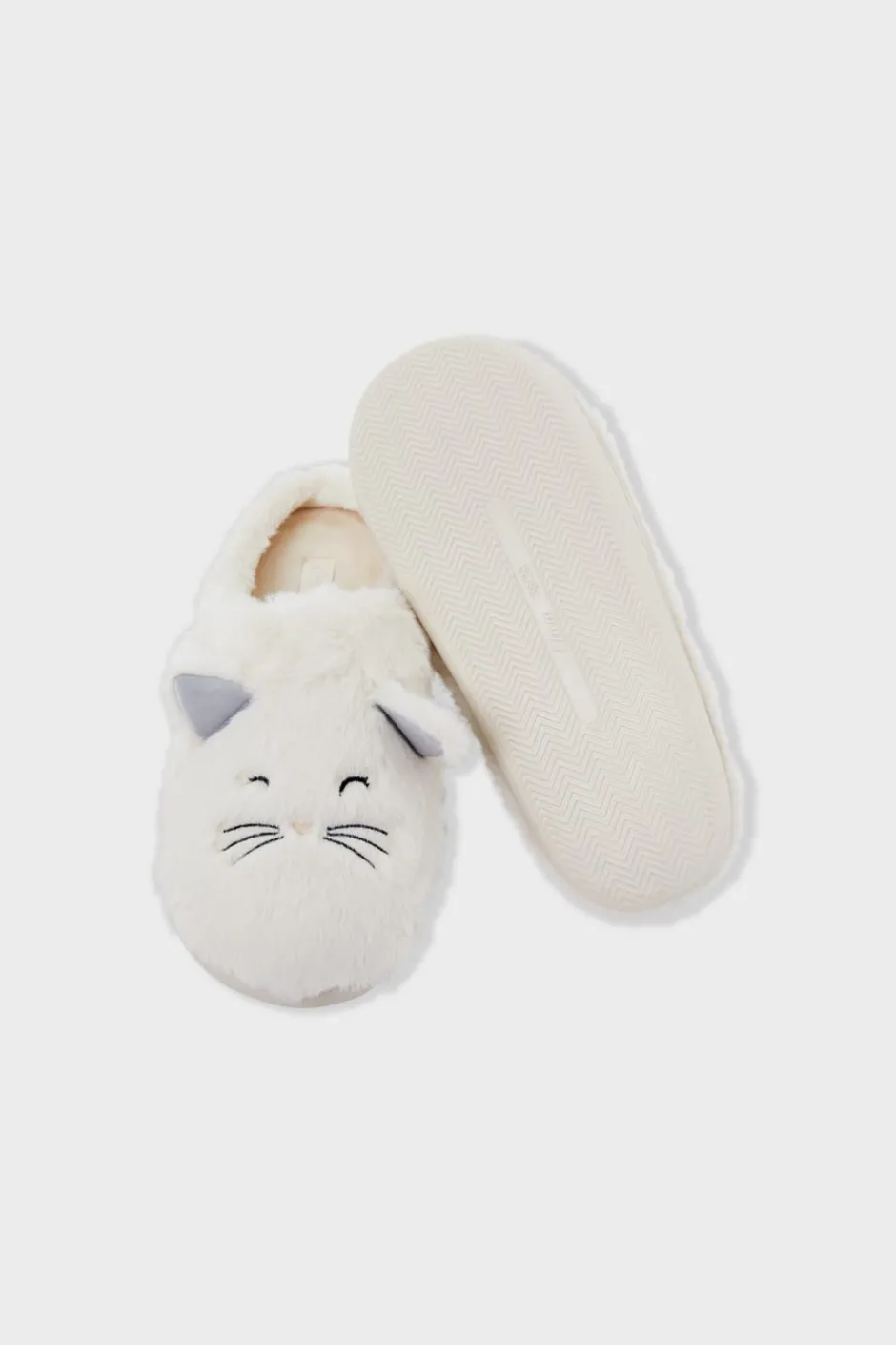 ETAM Zapatillas|Zapatillas con motivos de gatos de tejido ultrasuave CRUDO