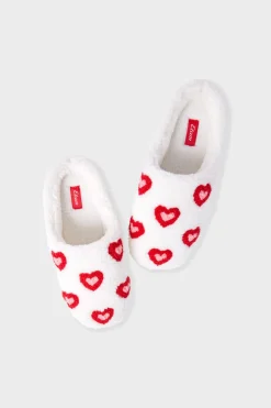 ETAM Zapatillas|Zapatillas con motivos de corazones de tejido ultrasuave ROJO