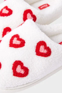 ETAM Zapatillas|Zapatillas con motivos de corazones de tejido ultrasuave ROJO