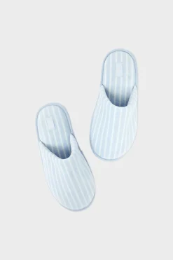 ETAM Zapatillas|Zapatillas destalonadas a rayas con algodón AZUL CIELO
