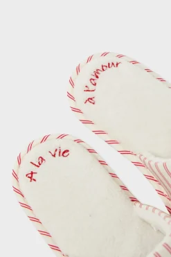 ETAM Zapatillas|Zapatillas destalonadas con motivos de corazones y algodón IMP FD BLANCO